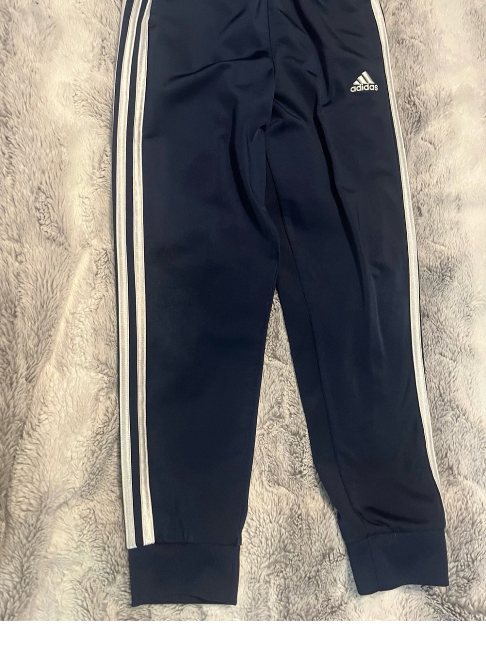 adidas Kids Navy Joggers with White Side Stripes
